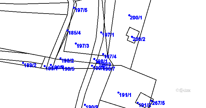 Parcela st. 197/4 v KÚ Brná nad Labem, Katastrální mapa
