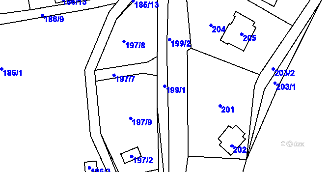 Parcela st. 199/1 v KÚ Brná nad Labem, Katastrální mapa