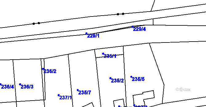 Parcela st. 235/1 v KÚ Brná nad Labem, Katastrální mapa