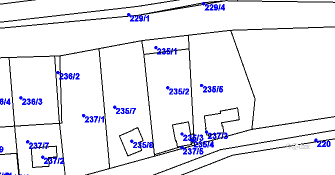 Parcela st. 235/2 v KÚ Brná nad Labem, Katastrální mapa