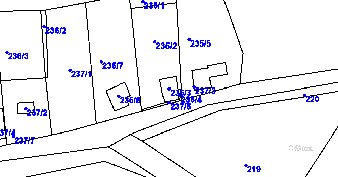 Parcela st. 235/3 v KÚ Brná nad Labem, Katastrální mapa