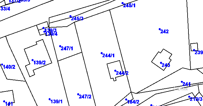 Parcela st. 244/1 v KÚ Brná nad Labem, Katastrální mapa