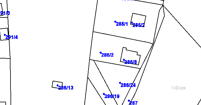 Parcela st. 286/2 v KÚ Brná nad Labem, Katastrální mapa