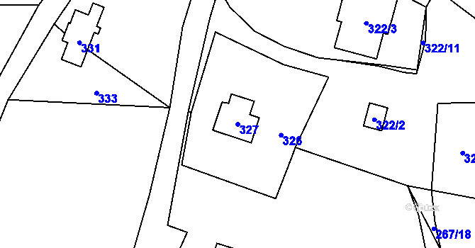 Parcela st. 327 v KÚ Brná nad Labem, Katastrální mapa