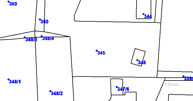 Parcela st. 345 v KÚ Brná nad Labem, Katastrální mapa