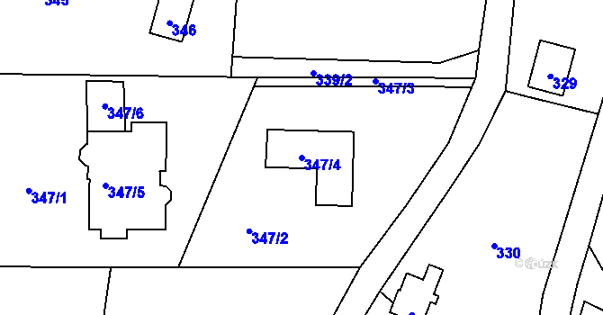 Parcela st. 347/4 v KÚ Brná nad Labem, Katastrální mapa
