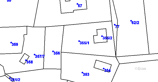 Parcela st. 355/1 v KÚ Brná nad Labem, Katastrální mapa