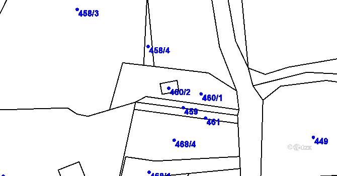 Parcela st. 460/2 v KÚ Brná nad Labem, Katastrální mapa