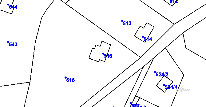 Parcela st. 516 v KÚ Brná nad Labem, Katastrální mapa