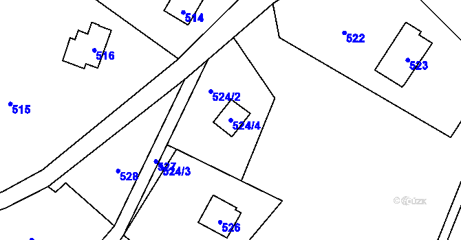 Parcela st. 524/4 v KÚ Brná nad Labem, Katastrální mapa