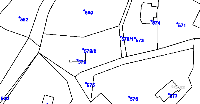 Parcela st. 578 v KÚ Brná nad Labem, Katastrální mapa