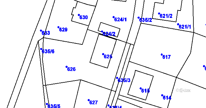 Parcela st. 625 v KÚ Brná nad Labem, Katastrální mapa
