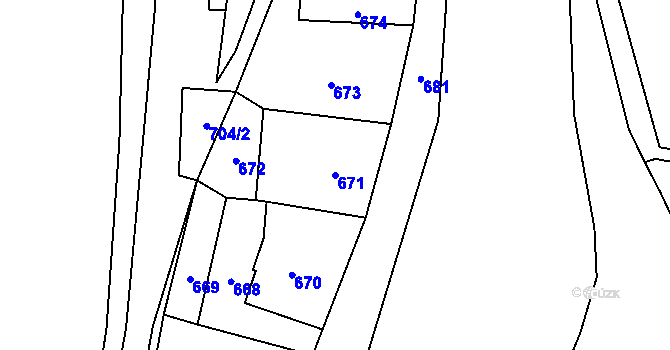 Parcela st. 671 v KÚ Brná nad Labem, Katastrální mapa