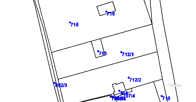 Parcela st. 713 v KÚ Brná nad Labem, Katastrální mapa