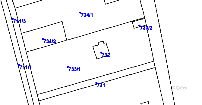Parcela st. 732 v KÚ Brná nad Labem, Katastrální mapa
