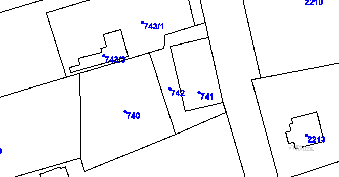 Parcela st. 742 v KÚ Brná nad Labem, Katastrální mapa