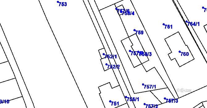 Parcela st. 752/1 v KÚ Brná nad Labem, Katastrální mapa