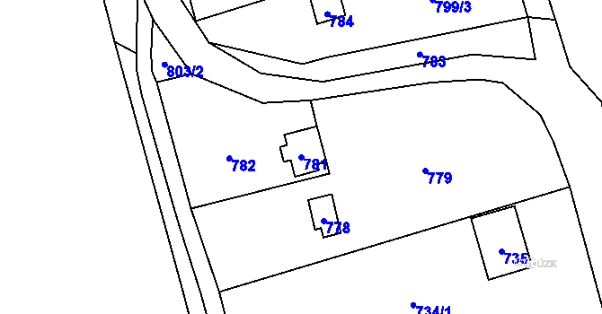 Parcela st. 781 v KÚ Brná nad Labem, Katastrální mapa