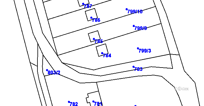 Parcela st. 784 v KÚ Brná nad Labem, Katastrální mapa
