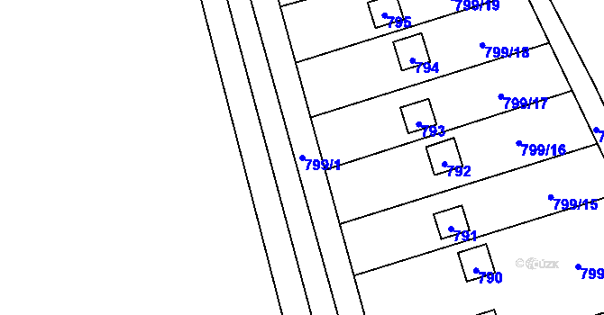 Parcela st. 799/1 v KÚ Brná nad Labem, Katastrální mapa