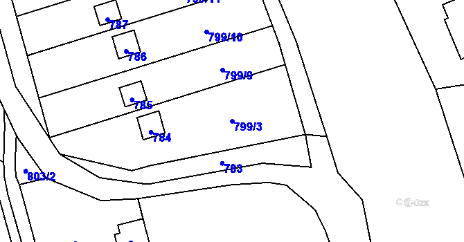 Parcela st. 799/3 v KÚ Brná nad Labem, Katastrální mapa