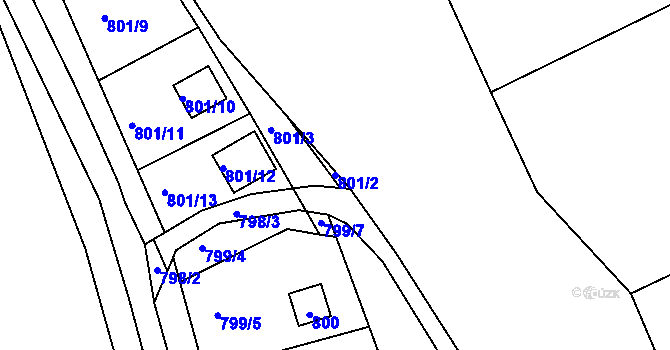 Parcela st. 801/2 v KÚ Brná nad Labem, Katastrální mapa