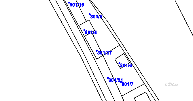 Parcela st. 801/17 v KÚ Brná nad Labem, Katastrální mapa