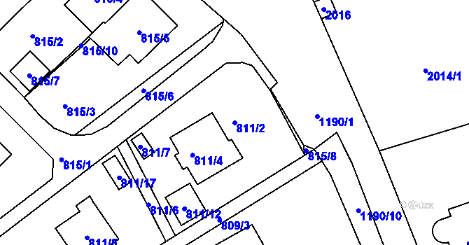 Parcela st. 811/2 v KÚ Brná nad Labem, Katastrální mapa