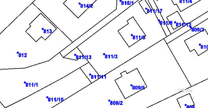 Parcela st. 811/3 v KÚ Brná nad Labem, Katastrální mapa
