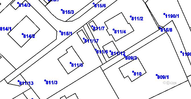 Parcela st. 811/6 v KÚ Brná nad Labem, Katastrální mapa