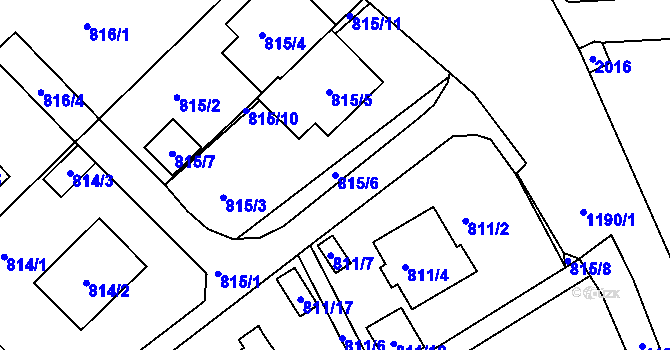Parcela st. 815/6 v KÚ Brná nad Labem, Katastrální mapa