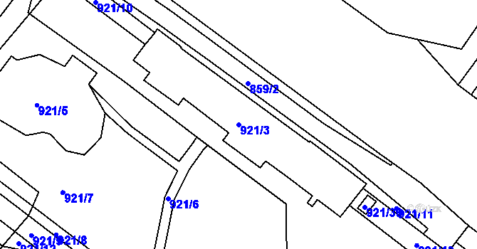 Parcela st. 921/3 v KÚ Brná nad Labem, Katastrální mapa