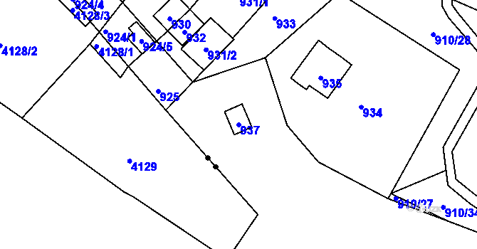 Parcela st. 937 v KÚ Brná nad Labem, Katastrální mapa