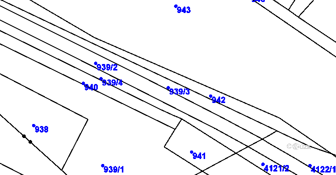 Parcela st. 939/3 v KÚ Brná nad Labem, Katastrální mapa