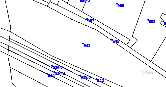 Parcela st. 943 v KÚ Brná nad Labem, Katastrální mapa