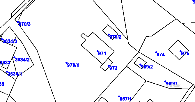 Parcela st. 971 v KÚ Brná nad Labem, Katastrální mapa