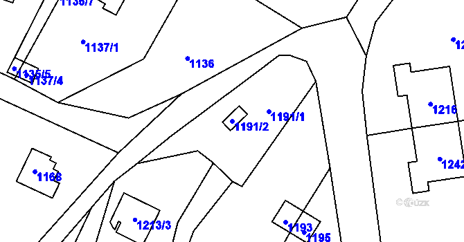 Parcela st. 1191/2 v KÚ Brná nad Labem, Katastrální mapa