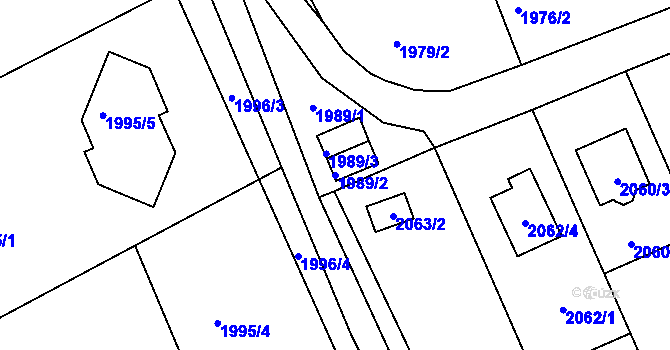 Parcela st. 1989/2 v KÚ Brná nad Labem, Katastrální mapa