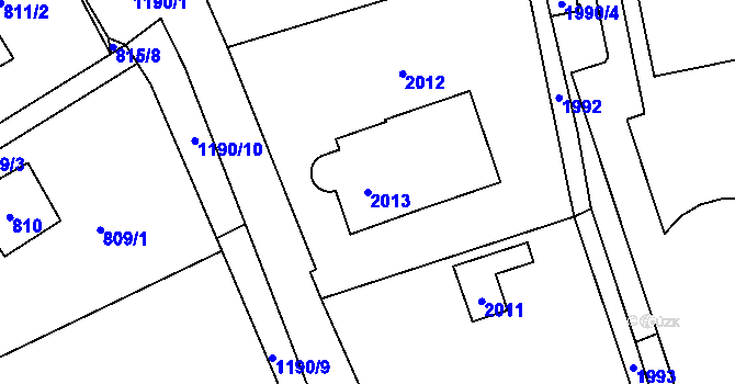 Parcela st. 2013 v KÚ Brná nad Labem, Katastrální mapa