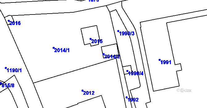 Parcela st. 2014/2 v KÚ Brná nad Labem, Katastrální mapa
