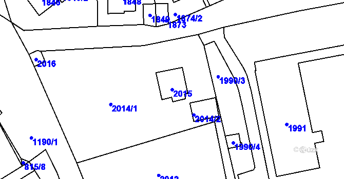Parcela st. 2015 v KÚ Brná nad Labem, Katastrální mapa