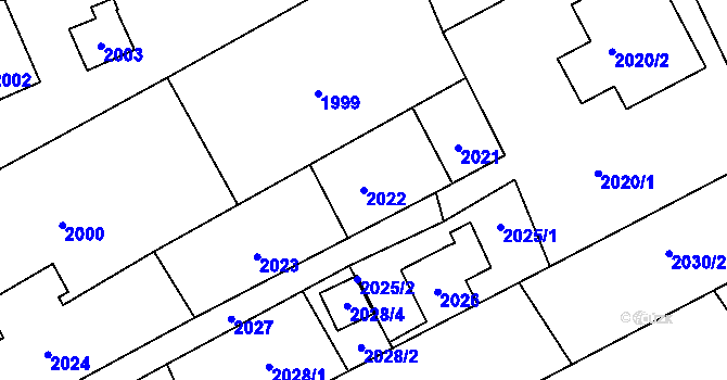 Parcela st. 2022 v KÚ Brná nad Labem, Katastrální mapa