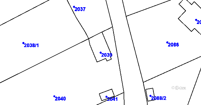 Parcela st. 2039 v KÚ Brná nad Labem, Katastrální mapa