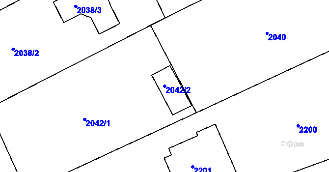 Parcela st. 2042/2 v KÚ Brná nad Labem, Katastrální mapa