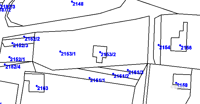 Parcela st. 2153/2 v KÚ Brná nad Labem, Katastrální mapa