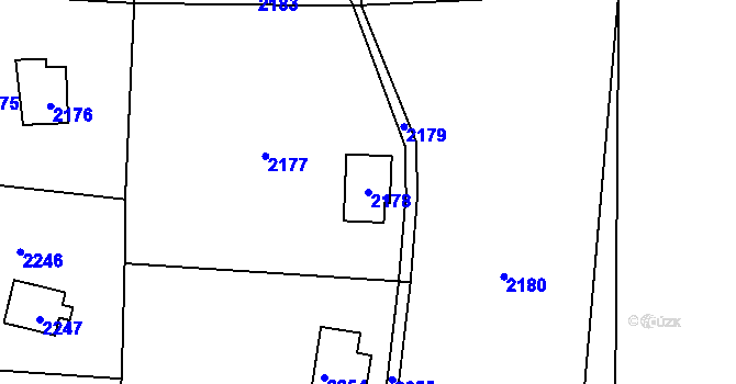 Parcela st. 2178 v KÚ Brná nad Labem, Katastrální mapa