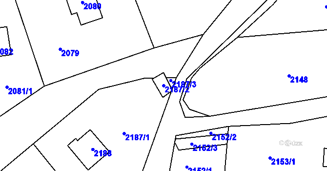 Parcela st. 2187/2 v KÚ Brná nad Labem, Katastrální mapa