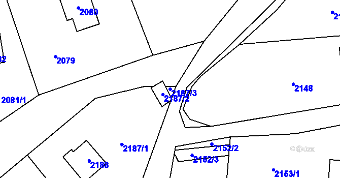 Parcela st. 2187/3 v KÚ Brná nad Labem, Katastrální mapa