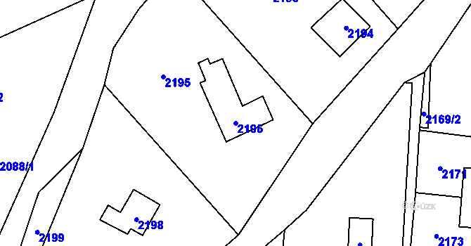 Parcela st. 2196 v KÚ Brná nad Labem, Katastrální mapa