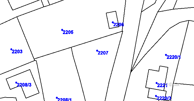 Parcela st. 2207 v KÚ Brná nad Labem, Katastrální mapa